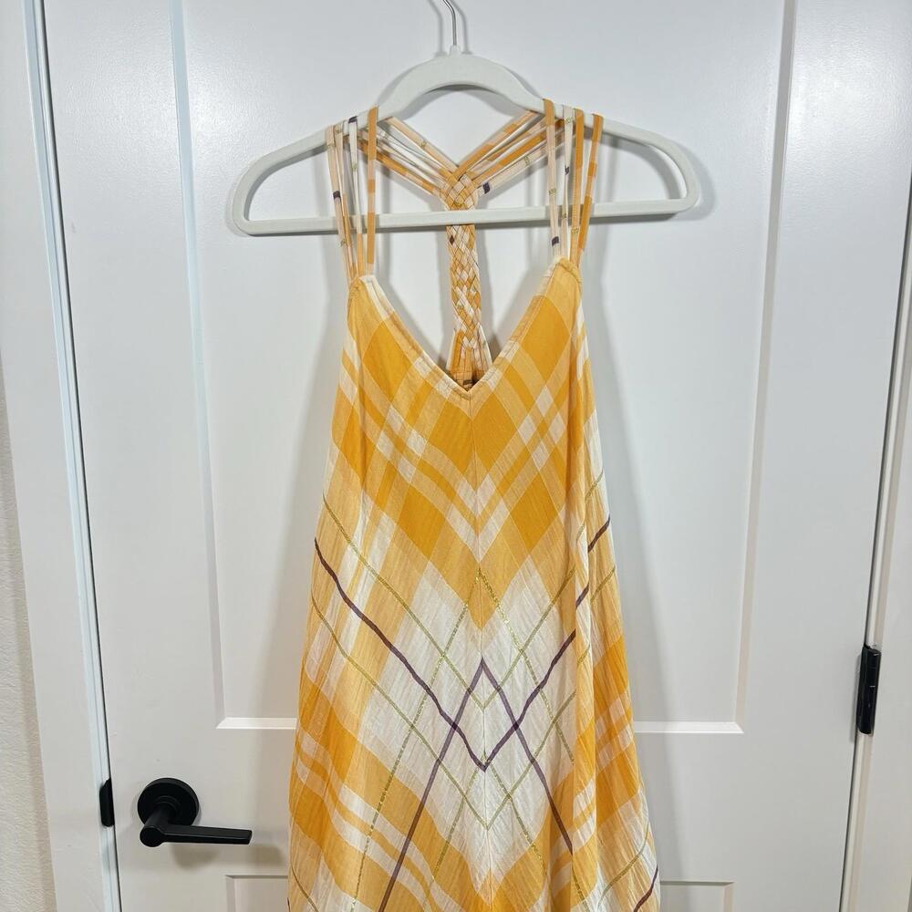 HOLDING HORSES Anthropologie Clementine Maxi Plaid Gauze Dress Sz M - Picture 2 of 8